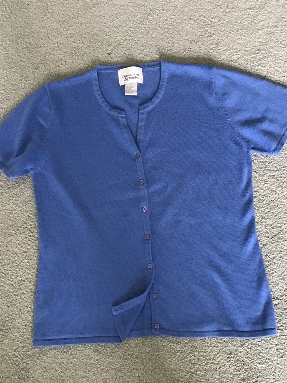 Christopher & Banks Women’s Blue Short-Sleeve Button Cardigan
